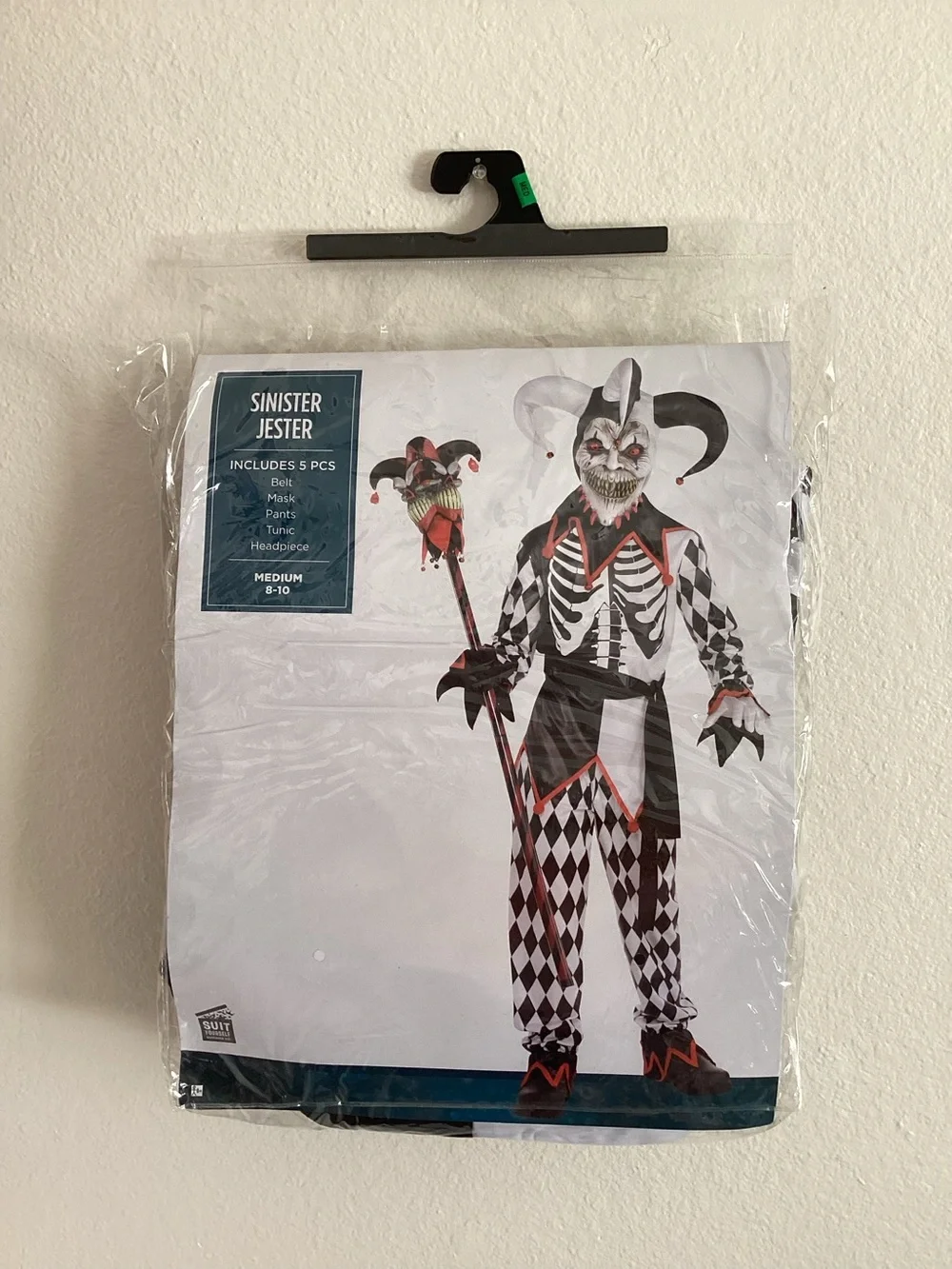 Sinister Jester Kids Costume - Black, White & Red